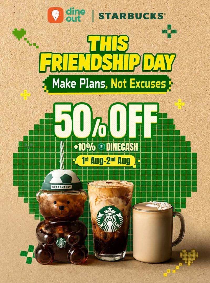 (Upcoming) Swiggy Dineout: Flat 50% off on Starbucks (1st August - 2nd August)
