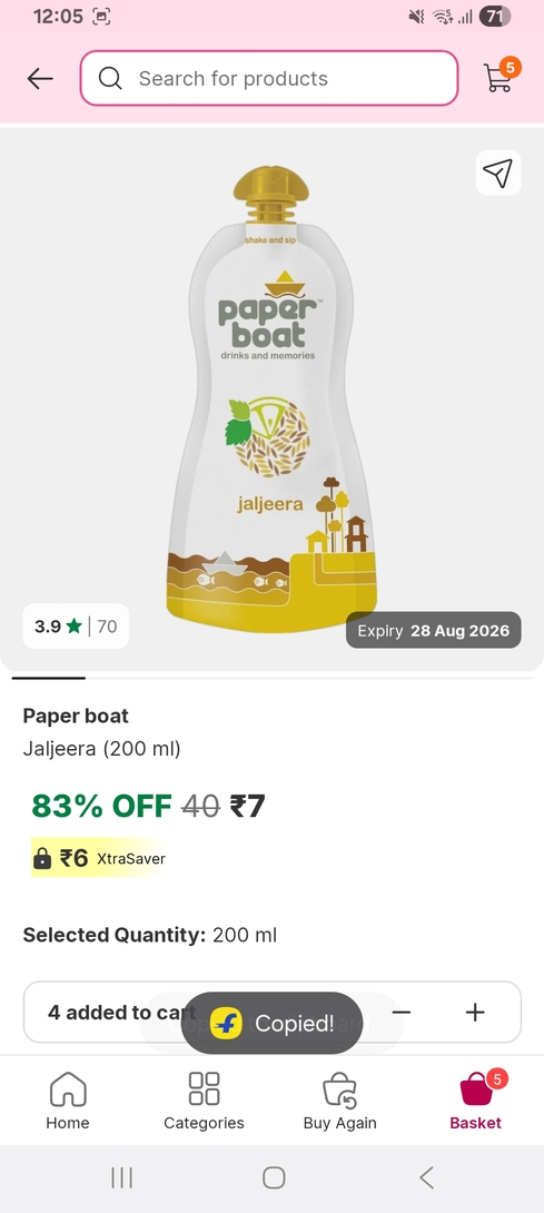 Paper Boat Jaljeera at 7 — Flipkart deal on RewardGuru