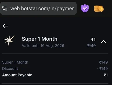 JioHotstar: 1 Month Super available at Rs.1/