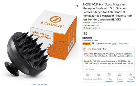 E-COSMOS Hair Scalp Massager Shampoo Brush with Soft Silicone