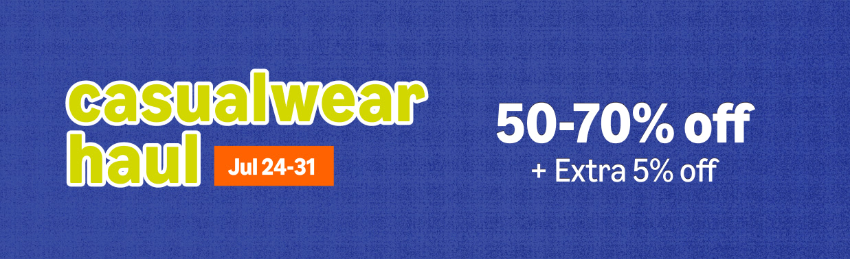 Amazon Casual Wear haul 50-70% off + Extra 5% off (Jul 24-31) — Amazon India deal on RewardGuru